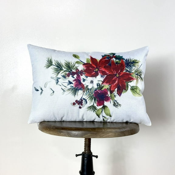 Christmas Poinsettia Throw Pillow Cover| Christmas Pillowcase | 18x12 | Holiday Decor | Christmas tree | Christmas Gifts | Room Decor