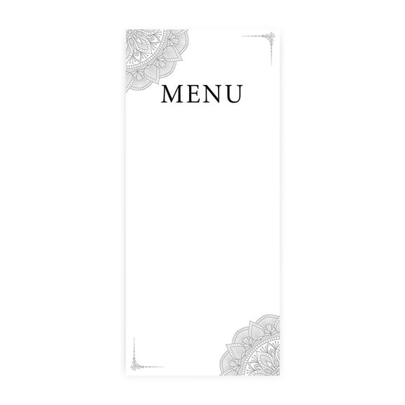 Koyal Wholesale Gray Elegant Ornate Printable Wedding Paper Menu Cards for DIY Printer, Pack of 52