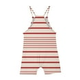 thumbnail image 2 of JTSRKL Girls Jumpsuits Casual Striped Print Sleeveless Spaghetti Strappy Overalls Rompers Loose Fit Cute Kids Summer Shorts Jumpsuit with Big Pockets Beige 7-8 Years, 2 of 7