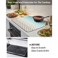 thumbnail image 4 of Stove Top Covers for Electric Stove 31x24 Inches, Turquoise Brown Heat Insulation Fireproof Glass Cooktop Protector, Gradient Geometric Stripes Chevron Wave Countertop Stovetop Cover for Kitchen, 4 of 8