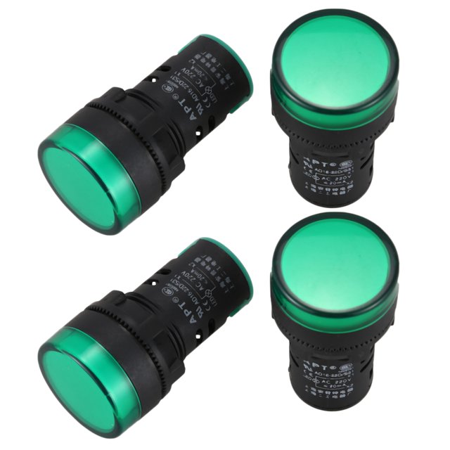 4 Piezas AC220V LED Verde Indicador de Encendido Piloto Luz de Señal Lámpara 22 mm de Diámetro
