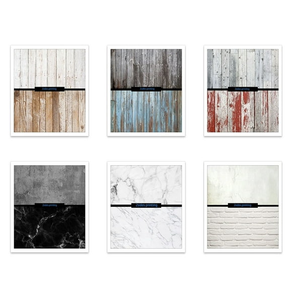 6pcs PVC Photography Backdrop Set (22x34inch) - Double-Sided 3D Printing, Waterproof Studio Background for Portraits, Wood & Grass Design