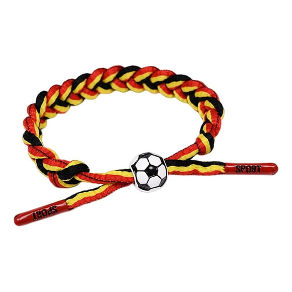 Brazaletes de Fútbol Hombres Mujeres Rojo Amarillo Negro Hugo Pulsera Trenzada