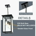 thumbnail image 6 of Melucee Outdoor Pendant Light Fixtures, 3-Lights Exterior Hanging Lantern, Black Large Outdoor Hanging Porch Light with Seeded Glass Shade, 6 of 6