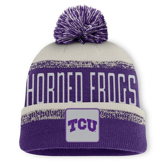 Men's Fanatics Purple/Gray TCU Horned Frogs Thrive Cuffed Knit Hat with Pom