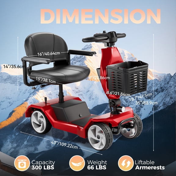 Edcsi Foldable Travel Motorized Scooter & Powered Electric Wheelchair - 4 Wheel Lightweight Mobility Scooter with Seat for Adults/Seniors