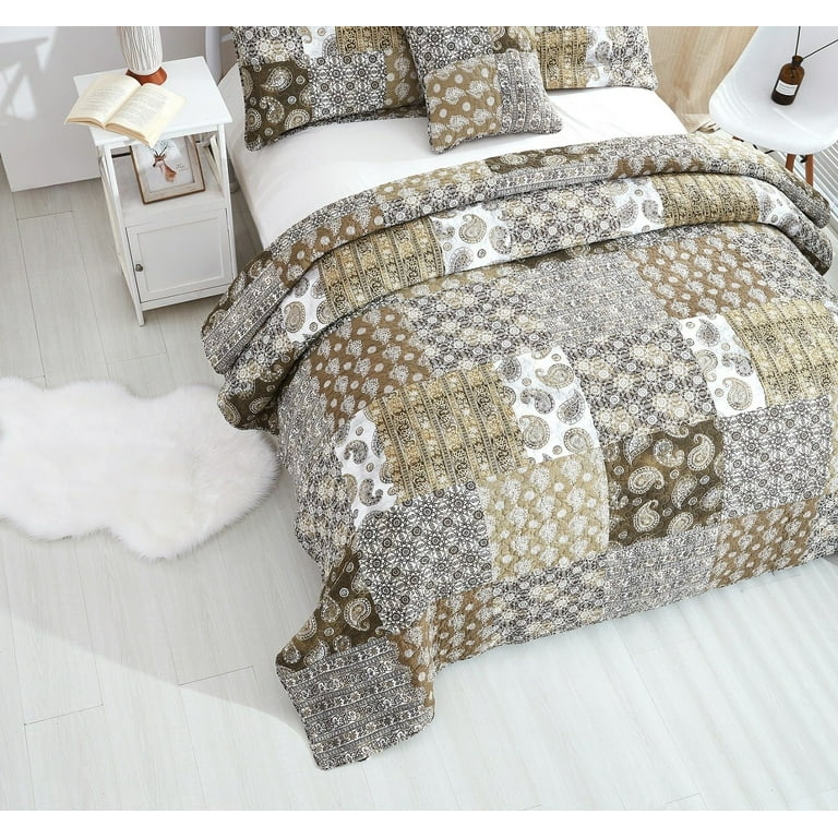 DaDa Bedding Bohemian Olive Brown Moroccan Paisley Floral Filigree