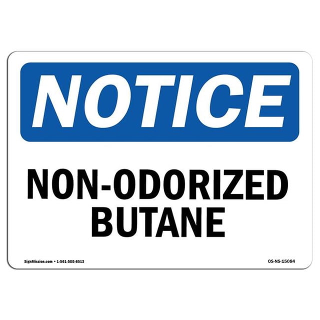 SignMission OS-NS-D-57-L-15084 Notice Non Odorisée Butane OSHA Décalque Signe