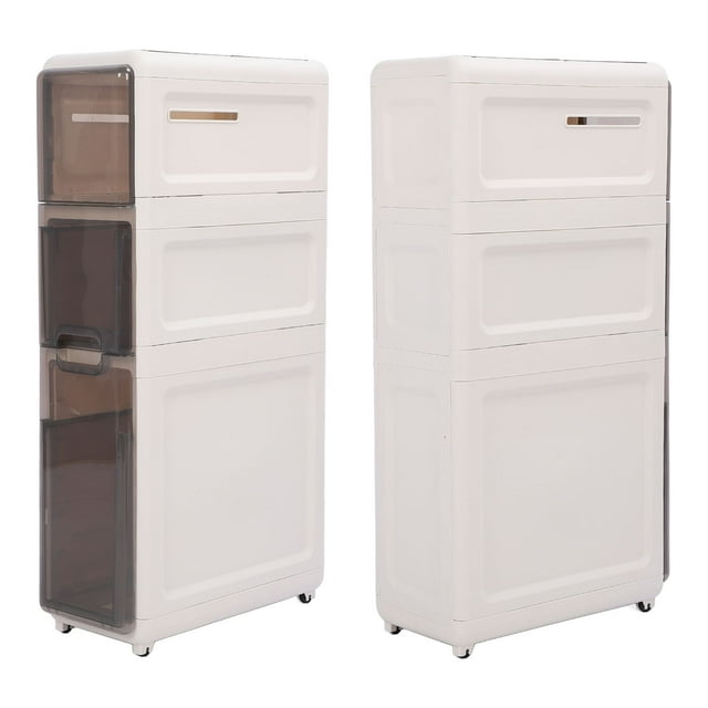 Slim Drawer Cabinet, Water Proof Narrow Storage Cabinet with 6 Wheels for Bathroom Laundry Small Space