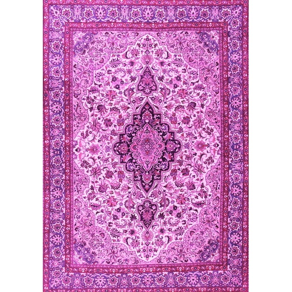 Ahgly Company Indoor Rectangle Medallion Pink Traditional Area Rugs, 5' x 8'