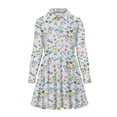 thumbnail image 4 of DISNIMO Butterfly Dress for Girls Dragonfly Dress Girls Flower Dresses 4-5 Kids Long Sleeve Skater Dress with Collar Girls Dresses with Buttons Animal Dress Girl Midi Dress Fall Swing Dress Girls, 4 of 7