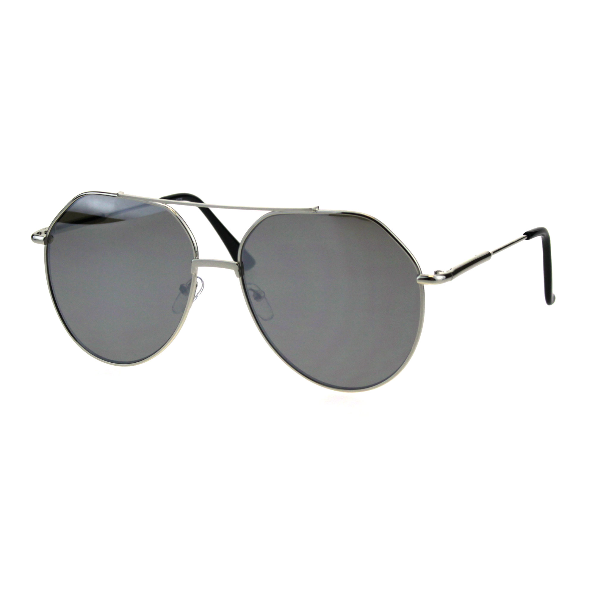 Mens Thin Metal Oversize Vintage Style Pilots Officer Sunglasses Silver Mirror - image 2 of 4
