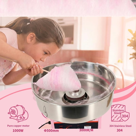 LINJI 1000W Cotton Candy Machine, Cotton Candy Maker for Kids, Candy Maker, Gumball Machine For Kids  for Gift, Home, Birthday Family Party, Pink
