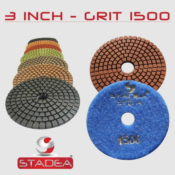 STADEA Grit 1500 3" Diamond Polishing Pads Premium Grade Wet Flexible 3 MM High