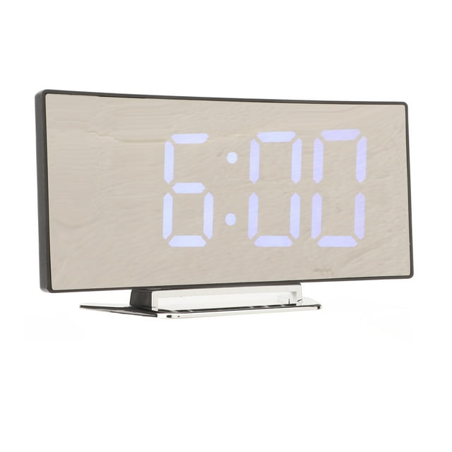 Reloj despertador Digital Bling Bling con espejo Pantalla de temperatura LED azul