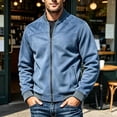 thumbnail image 2 of MXALUOB Bomber Jacket for Men Faux Suede Solid Color Ribbed Cuff Fashion Coats Full Zip Casual Regular Fit Flight Jacket with Pocket, 2 of 5