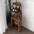 thumbnail image 4 of Corner Wine Rack, Bar Cabinet with Glass Holder and Storage Shelves, Baffle Design, Liquor Cabinet with Mesh Door & Adjustable Shelf, Home Bar Furniture for Living Room, Small Space, 4 of 9