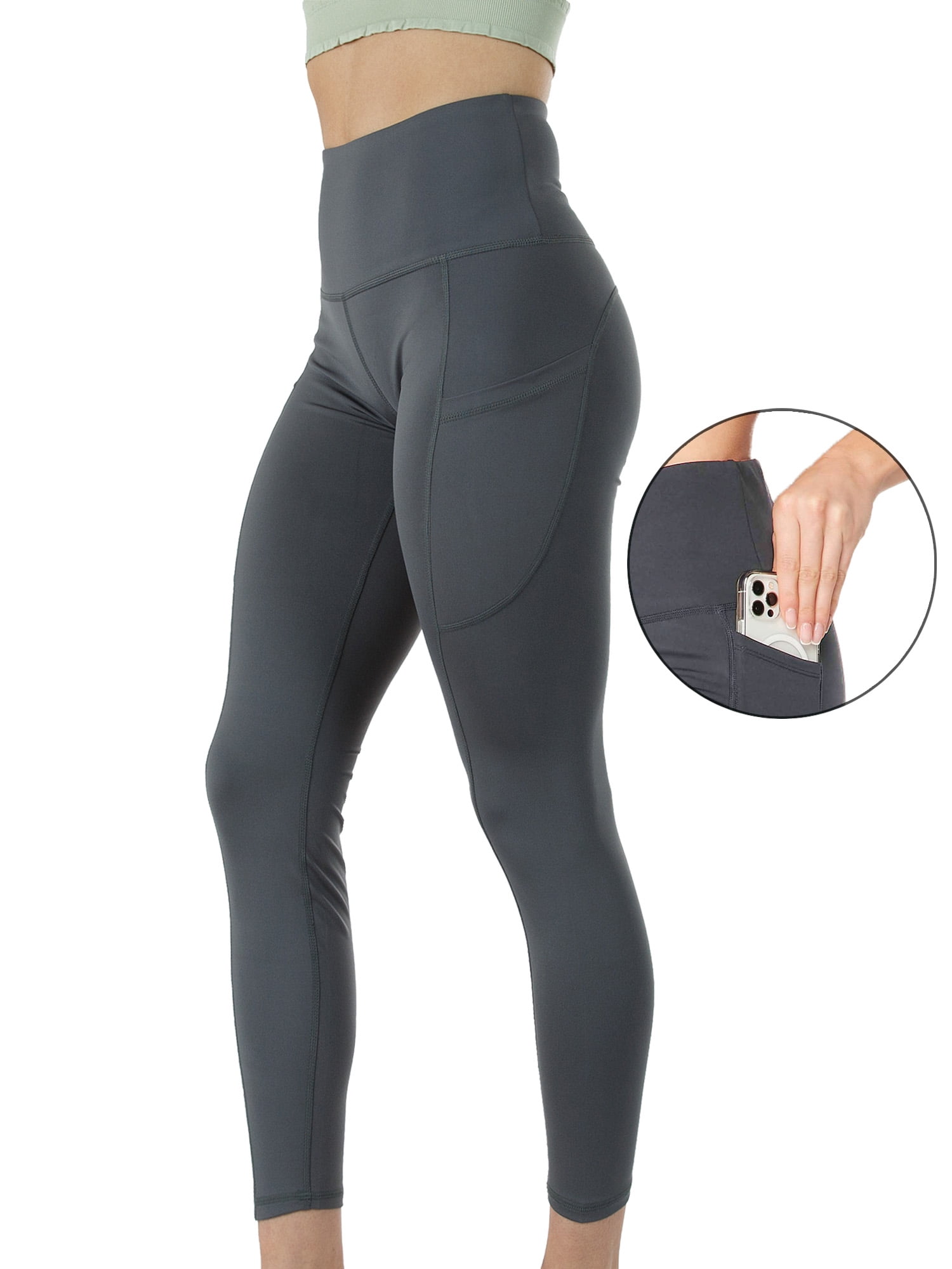 3-Pack Women's High Waist Yoga Leggings with Two Side Pockets Sports Legging Pants