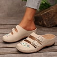 thumbnail image 4 of Xucatan Women's Embroidered Wedge Sandals, Closed Toe Mule Slides with Adjustable Buckle Straps, Hollow Out Beach Platform Shoes, Versatile Spring Summer Footwear Gift, 4 of 9
