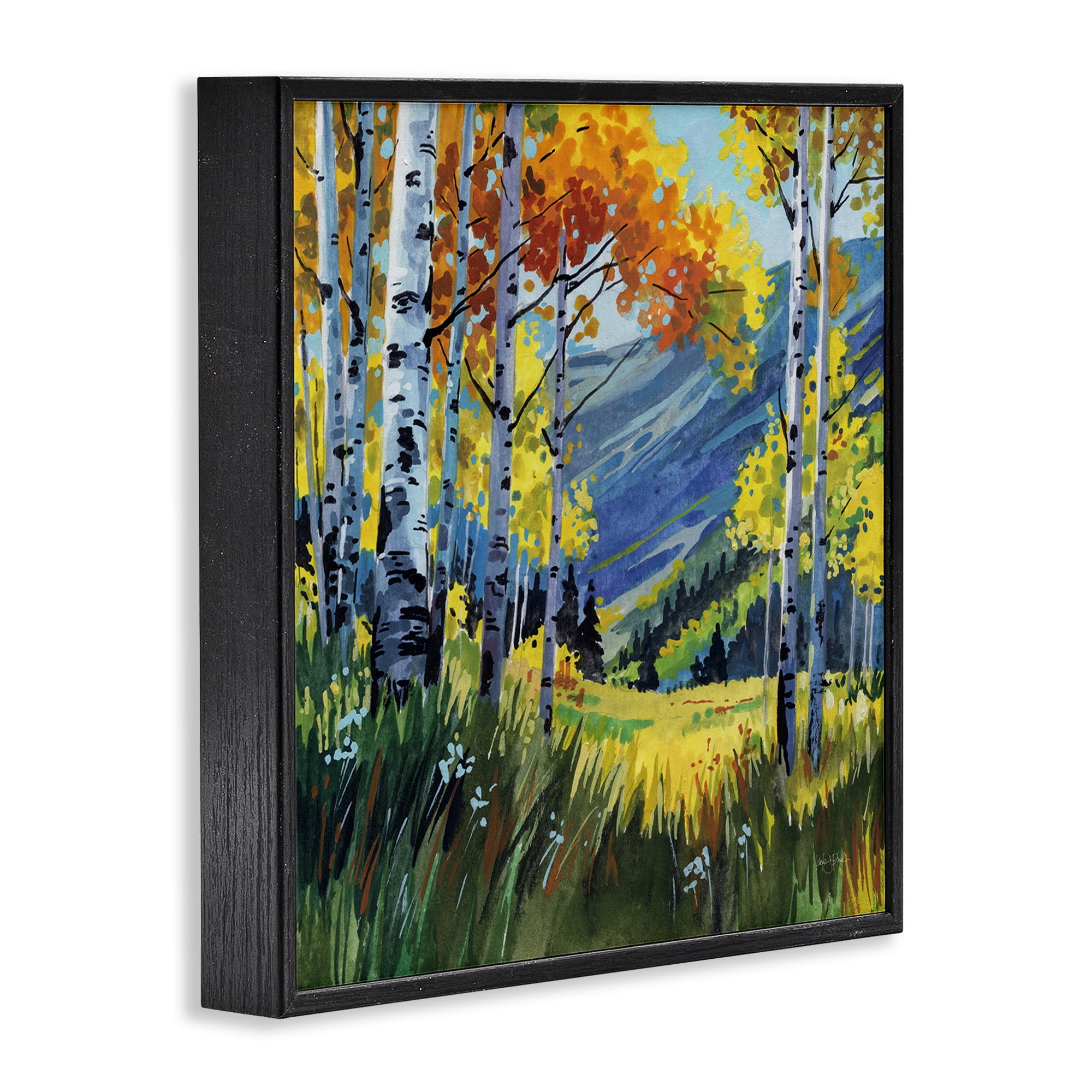 Stupell Industries Autumn Golden Birch Grove Black Framed Giclee Art, design by Kate Jarvik Birch