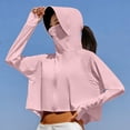 thumbnail image 2 of Sexlip Women Full Face Cover Hooded Sun Protection Jacket Full Zip Long Sleeve Cropped Ice Silk Lightweight Breathable Outdoor Cycling Fishing Outer Coat With Thumb Holes Pink Free Size, 2 of 6