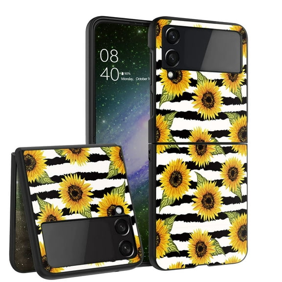 ANJ  Hard Protective Printed Case Cover Compatible with Samsung Galaxy Z Flip 4 - Classic Sunflowers 2