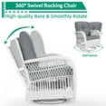 thumbnail image 2 of VIVIJASON 3-Piece Outdoor Conversation Bistro Set, Patio Swivel Glider Rocking Chairs Rattan Furniture Sets w/ 2 White Rattan Chairs, Glass Top Side Table for Porch Backyard, Grey Cushions, 2 of 8