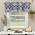 thumbnail image 3 of Watercolor Blue Grid Window Valance Curtain Rhombus Hand Drawn Rod Pocket Short Curtain for Living Room, Bedroom & Kitchen Window Decor 42x12in, 3 of 8