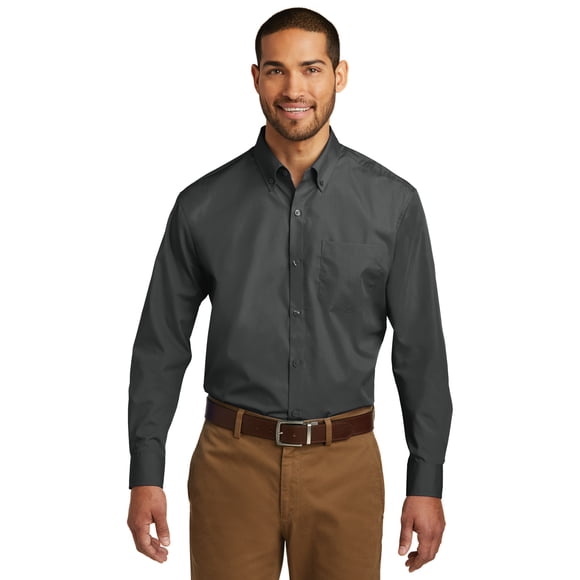 Camisa de popelina Carefree de manga larga de Port Authority®. W100 Autoridad Portuaria W100