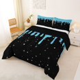 thumbnail image 2 of Castle Fairy Ice Cream Drip Full Size Comforter Sets 3-Piece, Stars Print Bedding Comforter Set,Black Blue,Black Reversible,1 Comforter and 2 Pillowcases, 2 of 6