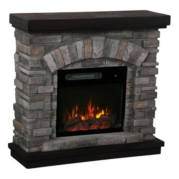 Bowery Hill 36 in. Magnesium Oxide Freestanding Electric Fireplace in Gray