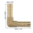 thumbnail image 4 of Unique Bargains 3 Pcs 8mm 0.31" Brass Car Barb Hose Fitting L Shape 2 Way Connector for Joiner Air Water Fuel Gas, 4 of 6
