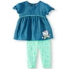 Hello Kitty Short Sleeve Chambray Top & Leggings, 2pc Outfit Set (Baby Girls)