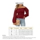 thumbnail image 5 of Blusa de mujer con hombros descubiertos, manga larga con volantes y burbujas, camiseta informal de poliéster a la moda para vacaciones al aire libre, 5 of 5