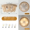 thumbnail image 2 of 3-Light Bohemia Wood Beaded Flush Mount Ceiling Light Antique Rustic Chandelier White Finishing for Bedroom Nursery Room Girl Room Hallway Entryway Passway Dining Room, 2 of 8
