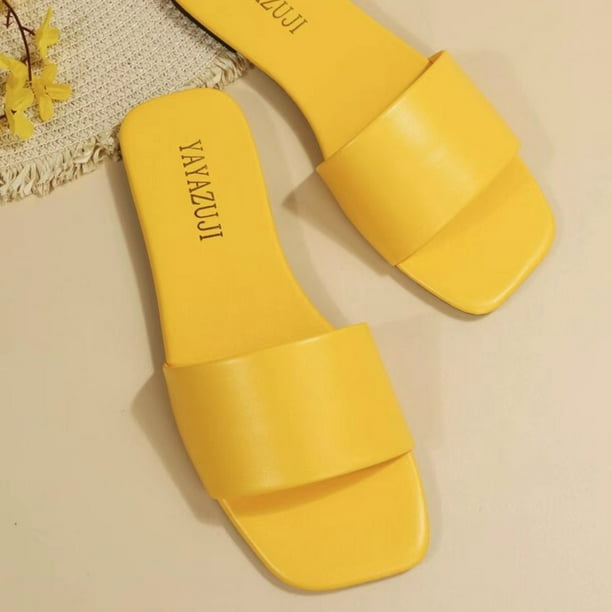 Lilgiuy Women's Slip on Flat Sandals Summer Square Open Toe