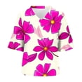 thumbnail image 5 of Karymi Summer Tops for Women Fashion Short Sleeve Flower Print Tops V Neck Loose Pullover Double Sleeve T Shirts Regular Fit Tops for Women, 5 of 7