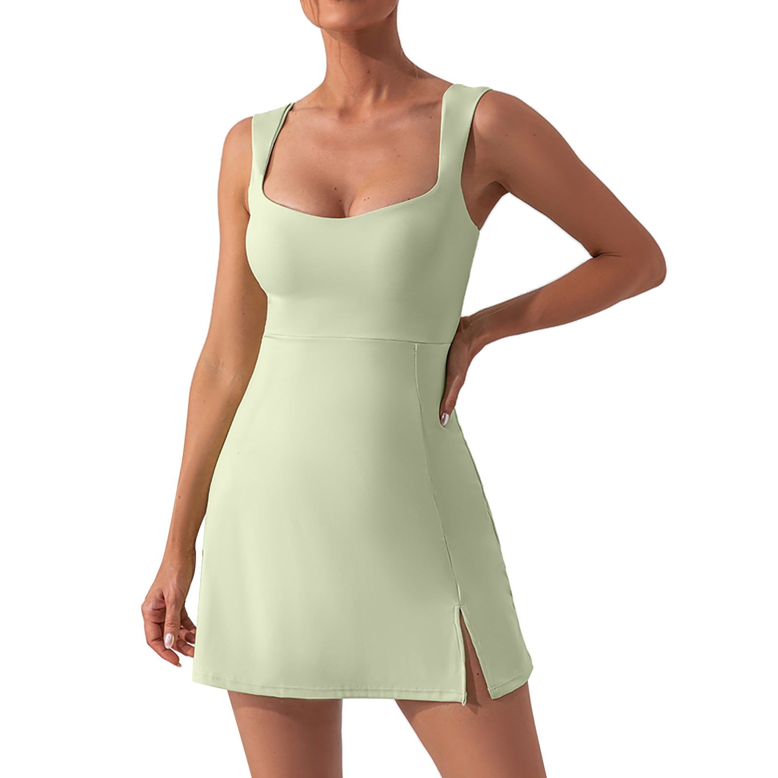Tennis Dress Golf Dresses for Women Lightweight Breathable Side Slit Workout Dress Athletic Dresses with Built in Bra