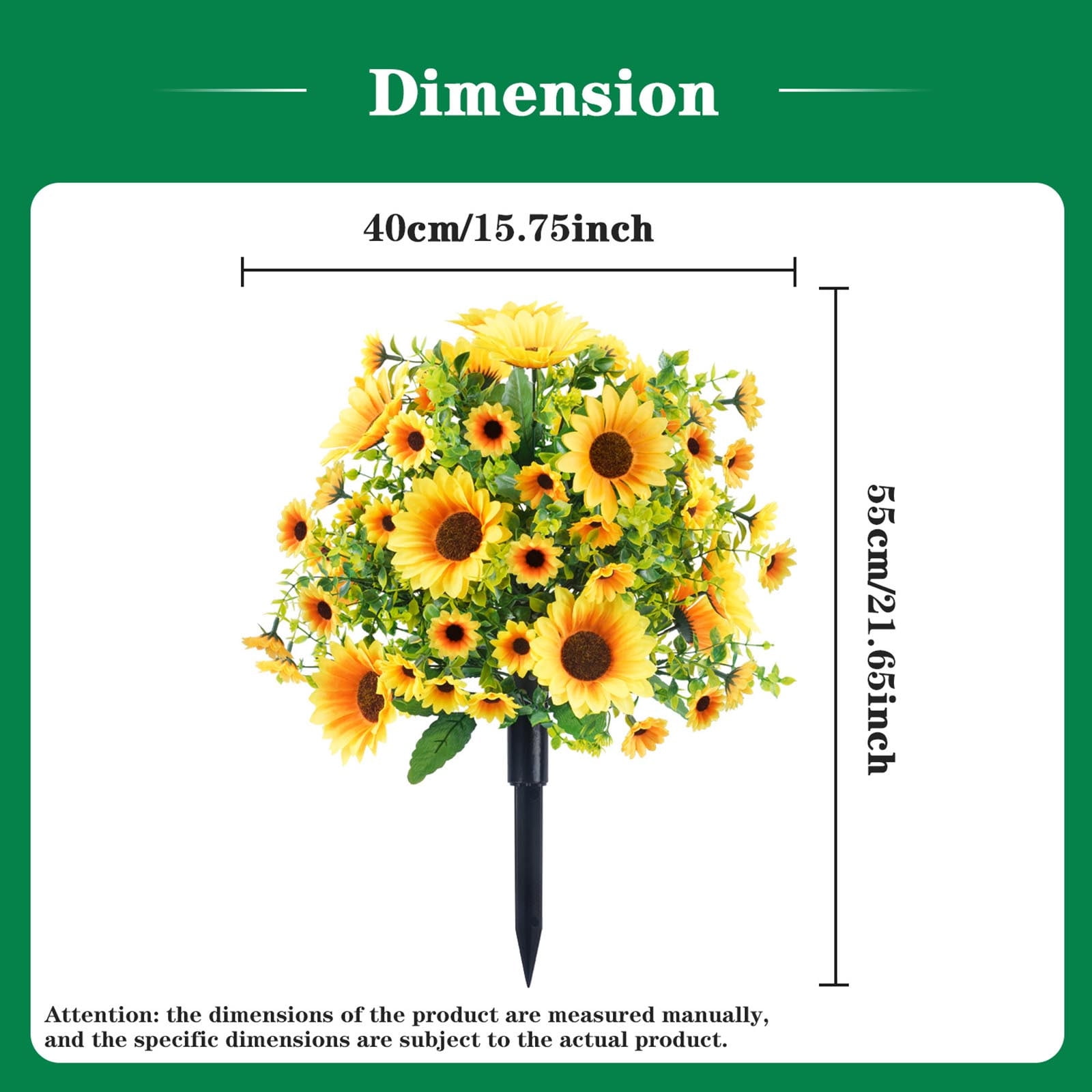 22in Exquisite Artificial Boxwood Sunflowers Topiary Trees with Ground Spikes,Indoor Outdoor Artificial Bushes Plants,Durable Weather Shrubs Flower Tree for Porch Yard Decor