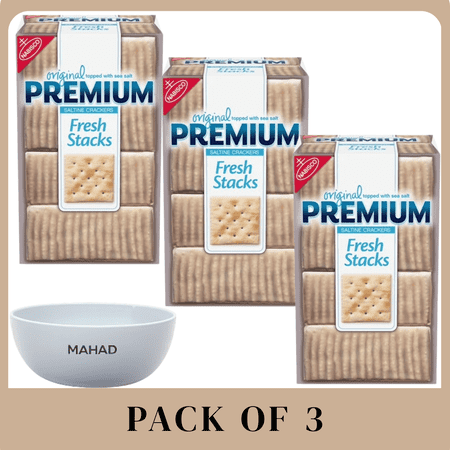 Premium Fresh Stacks Original Saltine Crackers Travel Snacks 13.6 oz (8 Multi Snack Packs)-3 pack with Bowel by Mahad
