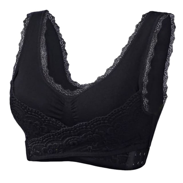 Bigersell Athletic Sports Bra 5pc V-Neck Wire-Free Bra Support Women Full Figure Bras Plus Size Full-Figure Bra Style R-155 Basic Bra Strap Nylon Padded Bra Feature Everyday Bras Underwear Black 3XL