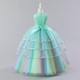 thumbnail image 4 of MEZZALL Girls Casual Fashion Princess Wedding Prom Dress Rainbow Sundress, Green, 7 Y-8 Y, 4 of 4