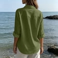 thumbnail image 5 of Ashirexll Summer Tops for Women Solid Color Long Sleeve Button Linen Shirt with Pockets Casual Summer Blouse, 5 of 7