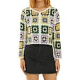thumbnail image 1 of Fortune Cardigan en Tricot pour Femmes Pull Transparent Imprimé Coloré Rétro Ajusté Tricoté, 1 of 9