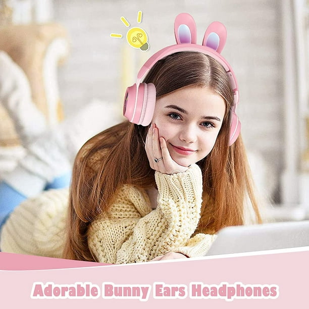 Casque audio Mignon lapin oreille sans fil Bluetooth casque