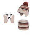 thumbnail image 3 of Xijirk Kids Boys Girls Striped Knit Earflap Hat Paired with Neck Warmer and Touchscreen Gloves for Winter Wear, 3 of 3