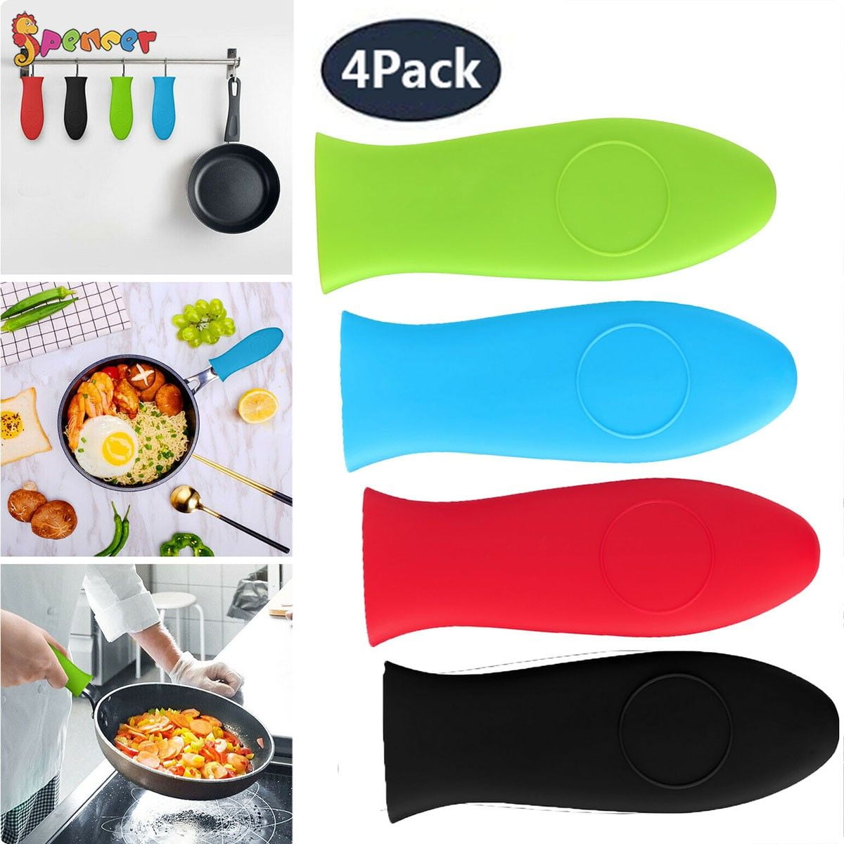 Spencer 4Pcs Silicone Hot Handle Holder, Pot Handle Covers for Long