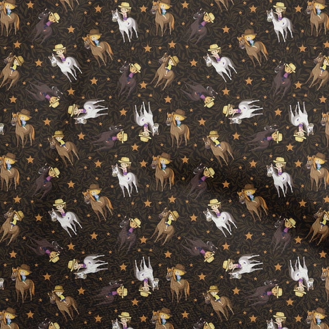 oneOone Velvet Brown Fabric Cowboy Sewing Craft Projects Fabric Prints By Yard 58 Inch Wide-aA