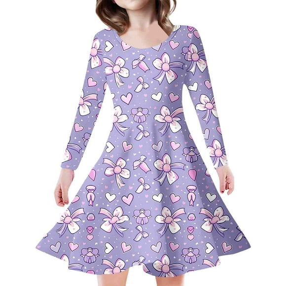 Robe de Pâques Taille 6 Robe de Baptême pour Tout-Petit Cuhk Fille/enfant Robe de Fête à Imprimé Nœud
