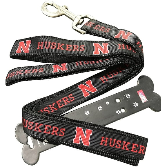 Brand New Nebraska Pet Dog Leash(Small), 5/8 inch Wide, 6 Feet Long, Officially Licensed, Official CornHuskers Logo/Red/Black Color
